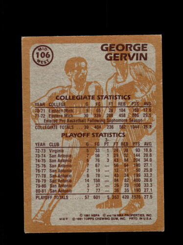 San Antonio Spurs George Gervin Topps Basketball Near Mint or Better - Picture 2 of 2