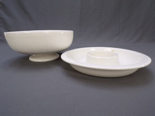 Vintage Golden Crown E R Portugal Serving Set 2 10" Bowls Ribbed-Sectioned F23 - Picture 8 of 15