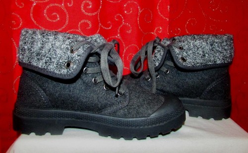 NEW ROCKET DOG PILOT SZ 6 CUFFED GRAY FOLD-OVER LACE-UP COMBAT STYLE ANKLE BOOTS - Picture 3 of 9