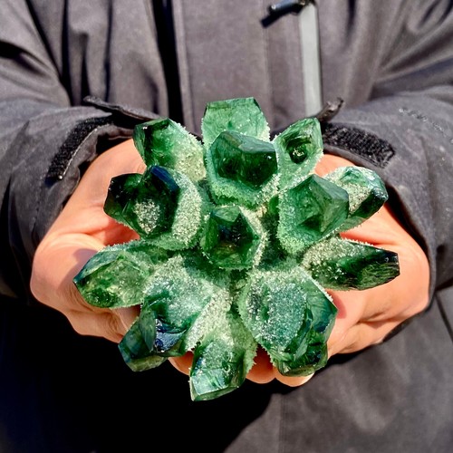 396G neu entdeckte grüne Phantomquarz Kristall Cluster Mineral Probe - Bild 2 von 12