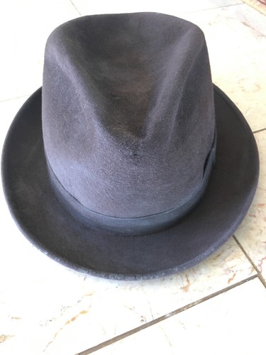 Vintage 50er 60er Knox braun Fell Filz Hut Herren 7-1/4 Fedora Mod Gangster Blau - Bild 2 von 12