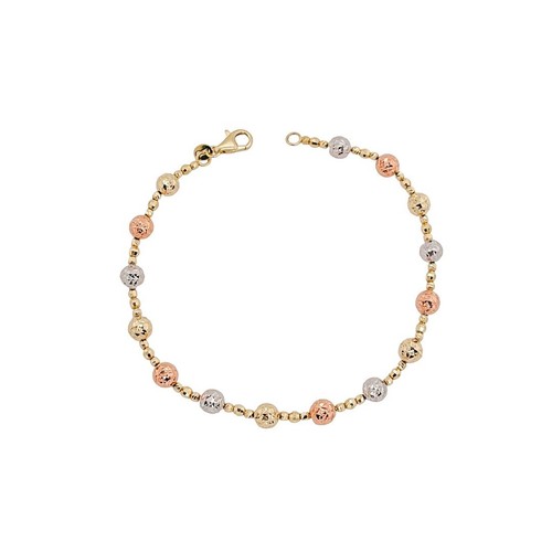 14k Gold Necklace Tri-Color Candy Sparkle Bead Chain 7.5 / 16-20 Inches 5.0 MM - Picture 2 of 14