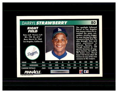 1992 Pinnacle Baseball Card #80 Darryl Strawberry | eBay