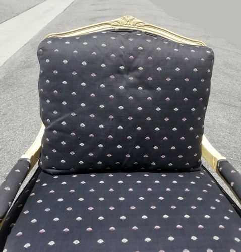 Vintage Baker Furniture Co. French Country Black Polka Dot Shell Bergere Chair - Picture 6 of 12