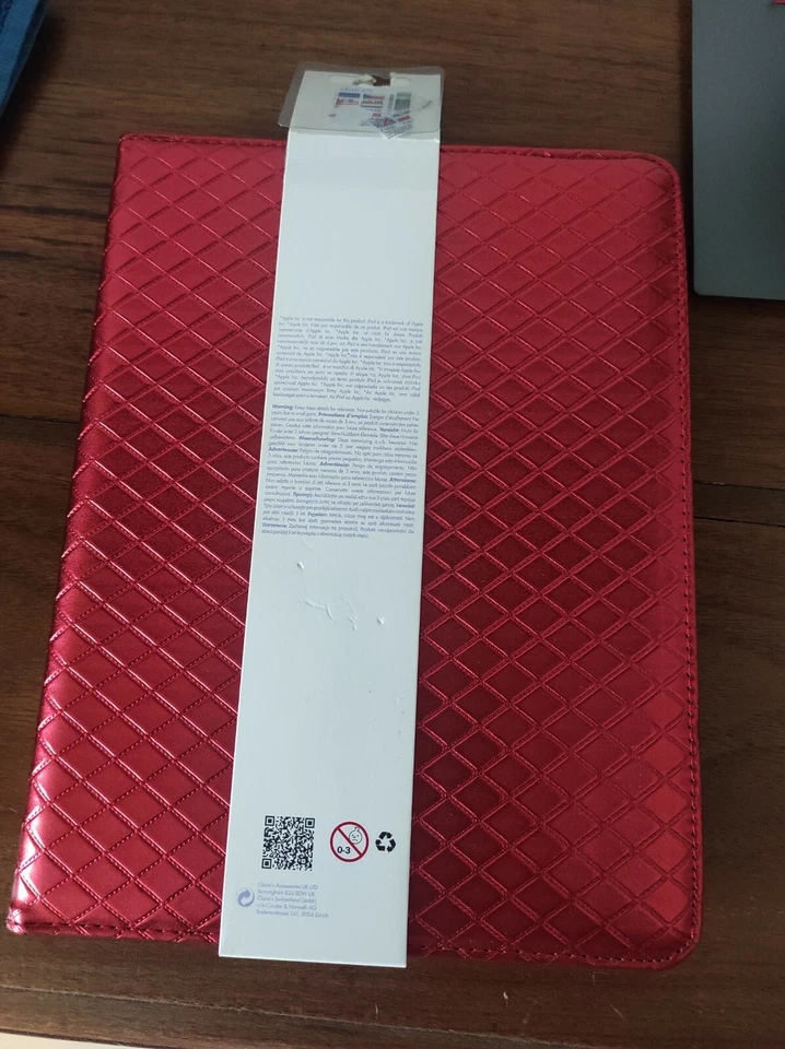 Apple iPad Giratorio Metálico Rojo Crosshatch Estuche/Cartera (Accesorio Claire's) Foto 2 de 2