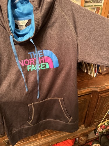 The North Face Women’s Gray Logo Hoodie Turtleneck Ski Tunic Sweatshirt Size M - Picture 3 of 9