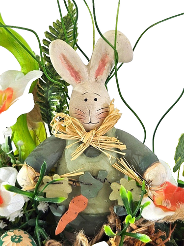 Casa-Poador Ostergesteck Weiß Grün Kunstblumen OsterglockenEier Keramikhase Deko - Bild 7 von 11