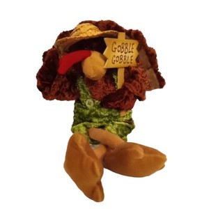 Dandee Turkey Plush Gobble Gobble Sign Straw Hat Sitting Collector's Choice 14"