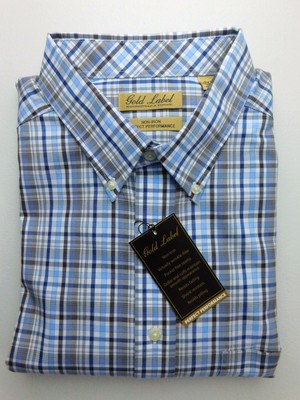 $79 2XLT NWT Gold Label Roundtree /& Yorke Blue Check Men/'s Shirt Big Tall LT