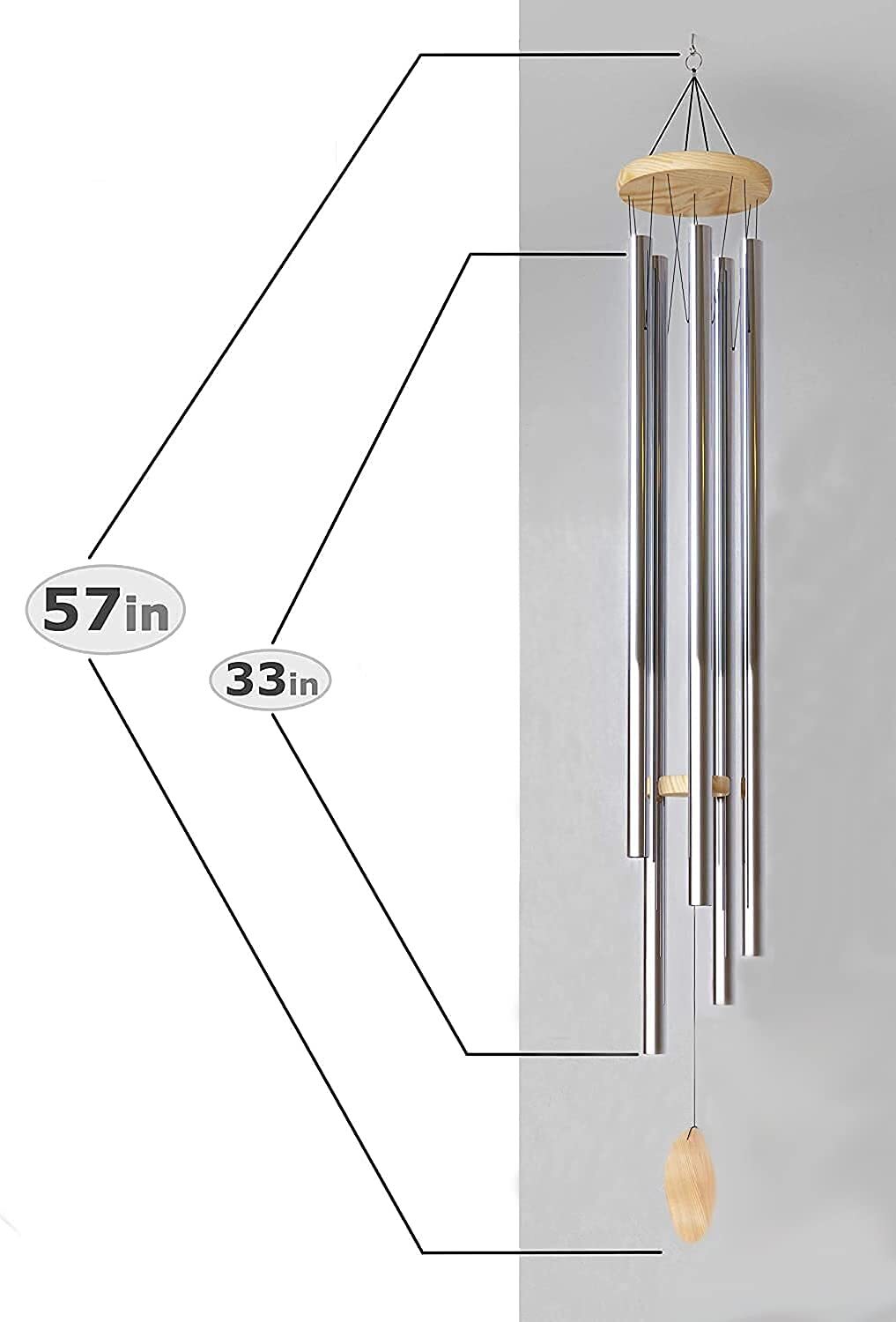 5' Big Extra Large 57" Wind Chime Deep Tone Tuned Resonant Bass Sound Church Win