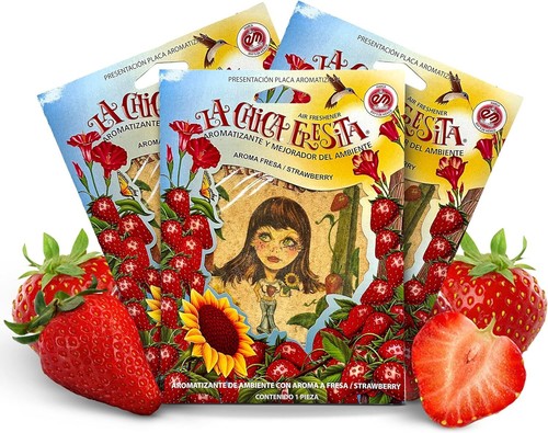 La Chica Fresita Car Air Freshener Original Plaque Strawberry (3-5 -10 Pack ) - Picture 1 of 7