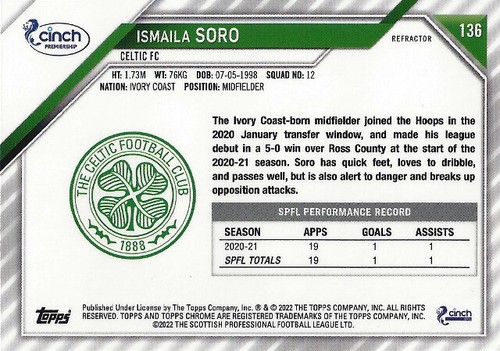 Tarjetas comunes refractor Premiership RCA cromadas SPFL 2021-22 (131-140) - Imagen 12 de 16