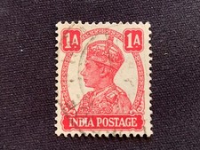 INDIA 1941-1943 KING GEORGE VI DEFINITIVES ONE ANNA RED - USED KGVI 1A