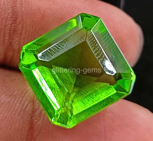 Top Quality 23.00 Ct Certified Green Moldavite Emerald Shape Loose Gemstone 4AUY - Picture 3 of 6