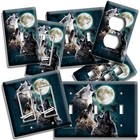 3 Wild Gray Wolves Moon Howling Light Switch Outlet Wall Plates Cover Room Decor