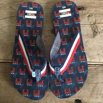TOMS Solana Democrat Donkey Flip Flops Navy Blue Politics  display picture 1