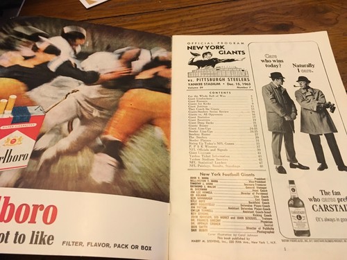 1963 NEW YORK FOOTBALL GIANTS vs PITTSBURGH STEELERS Program Excellent - Picture 2 of 2
