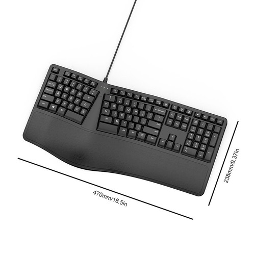 K9 Ergonomic Split Keyboard with Wrist Rest 110 Keys Wired Keyboard for Laptop & - Bild 9 von 10