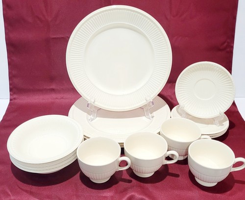 16 Pc Set WEDGWOOD EDME Service for 4 Ivory Dinner Plates BOWLS Saucers Cups - Picture 1 of 12