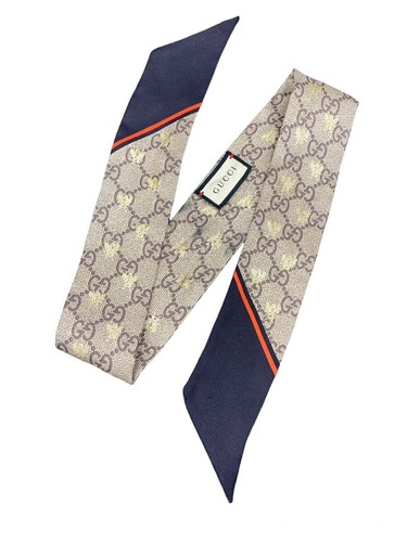 Gucci Twill Monogramm GG Bienen Köperhals Schleifenschal (CSC039343) - Bild 5 von 6