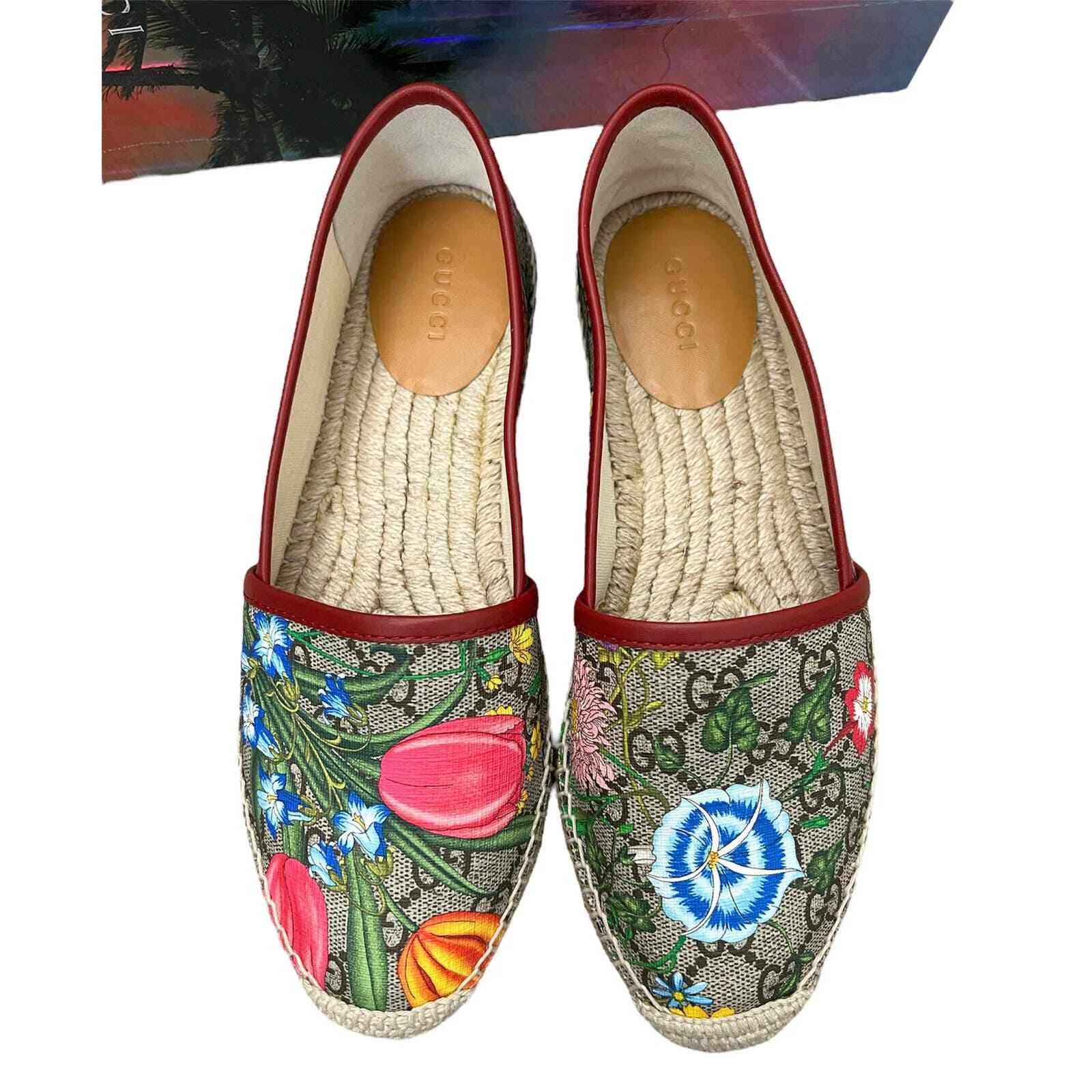 TOILE ENDUITE GUCCI GG SUPREME MONOGRAMME FLORA ESPADRILLES