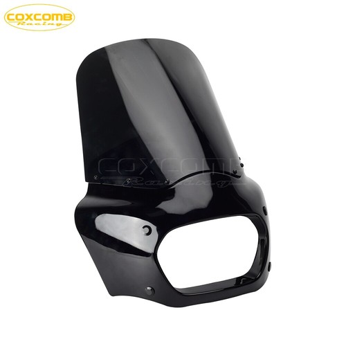 Parabrisas negro de 15" de altura con carenado de faros para Harley Fat Bob FXFB 2018-19 - Imagen 6 de 9