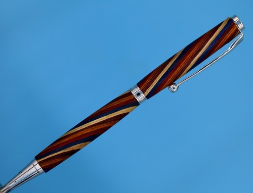 Fancy Slimline Ballpoint pen in Silver Finish with Color Grain Wood - Picture 10 of 13