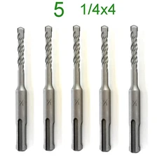 5 pc Set of SDS PLUS 1/4" diameter 4" long Carbide tip Hammer drill bit sct-888