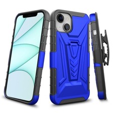 For iPhone 6S / 7 / 8 - HARD HYBRID ARMOR CASE COVER BLUE HOLSTER w/ BELT CLIP