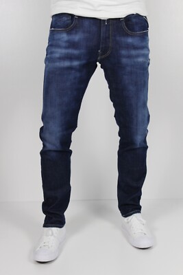 Replay Anbass M914Y Jeans Mens Blue Blue - Ice Blast - Power Stretch W31 / L34