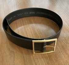 Vintage Liz Claiborne Waist Belt Women Sz Med Black Full Grain Semi Aniline 2443