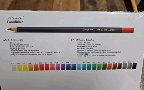 FABBER-CASTELL Creative Studio Goldfaber Color 24 Pencil Tin Set $36 Art Germany - Picture 5 of 5