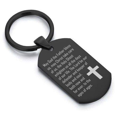 Stainless Steel Religious Prayers of Faith Bible Dog Tag Keychain Circle Ring - Picture 46 of 61