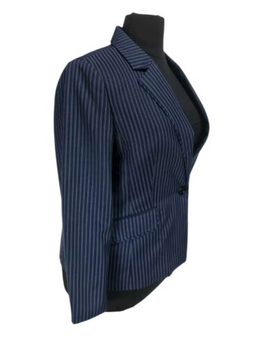 Le Suit Women Career Pant suit Size 18 Blue Pinstriped One Button Blazer 305A - Picture 3 of 10