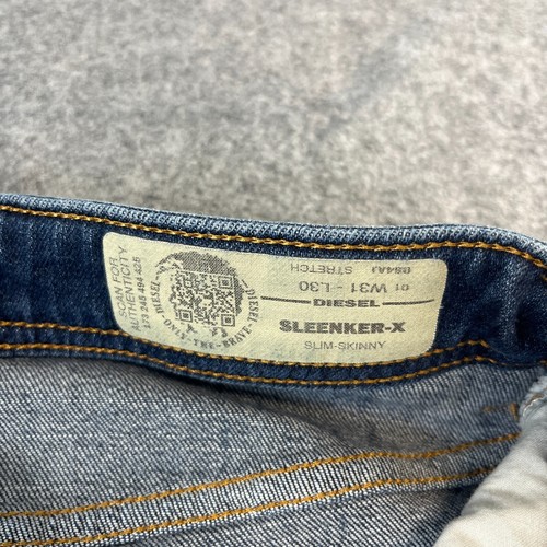 Jeans Diesel Sleenker-X 31 30 ajustados azul oscuro desgastado panal - Imagen 9 de 12