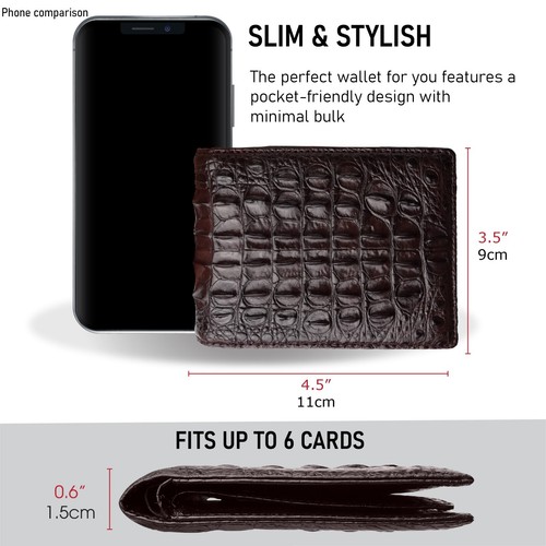 Handmade Genuine Double Sided Crocodile Bifold Wallet Men's Skin Wallet - Picture 11 of 38