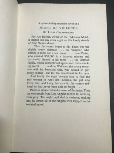 Night of Violence, by Louis Charbonneau - 1959 - 1st Edition, Vtg, H/C Book DJ - Picture 6 of 12