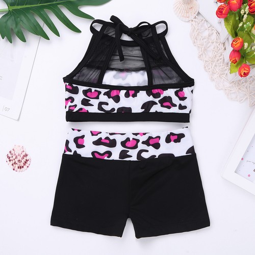 Kids Girls Tanks Bra Crops Tops Ballet Dance Gym Performance Sports Workout Suit - Picture 59 of 76