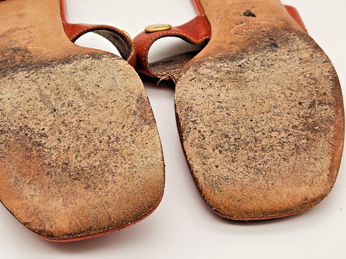 Vintage Prada Orange Leather Thong Sandal Women Size 40 - Picture 11 of 13