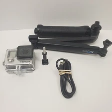 GoPro HERO4 Action Camera Battery Case Handle Tripod Tested Working