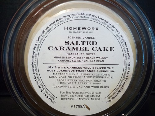 Vela perfumada Homeworx de Harry Slatkin pastel de caramelo salado 18 oz NUEVA EN CAJA - Imagen 2 de 7