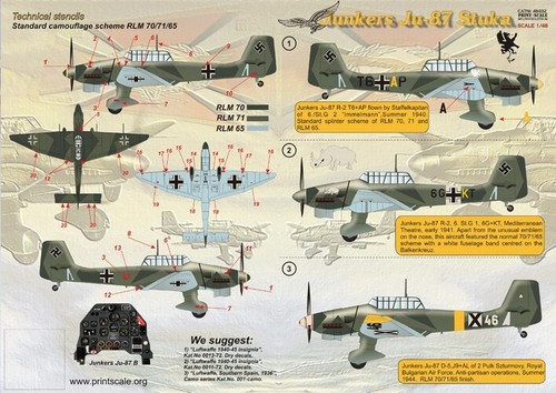 Calcomanía avión 1:48 Junkers Ju87 Stuka El conjunto completo2 hojas impresión escala 48-032 - Imagen 4 de 24