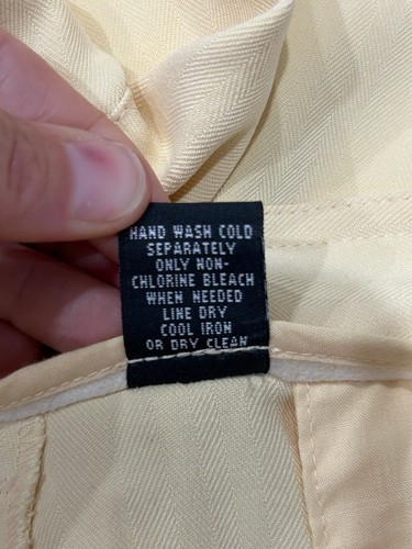 Vintage Alfani Mens Pleated Light Yellow Silk Shorts Size 38 - Picture 7 of 9