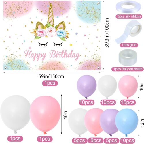 Palloncini per decorazione di compleanno bambina Tema unicorno rosa con festone - Imagen 2 de 7