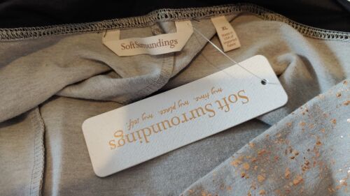 NWT Soft Surroundings Women's X Large Ankle Leggings Gray Gold Sparkle Design$79 - Picture 3 of 14