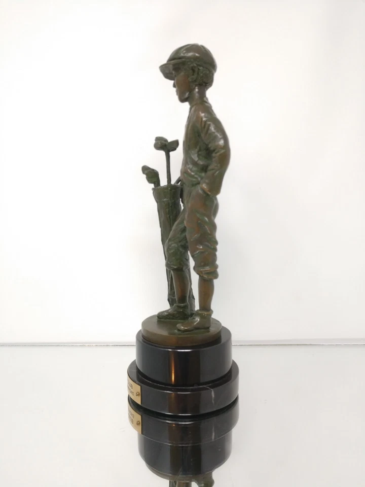 Ron Dewey LOST WAX 12 英寸球童高尔夫 TROPHY 坎特伯雷乡村俱乐部 BRONZE — 第 3/4 张图片