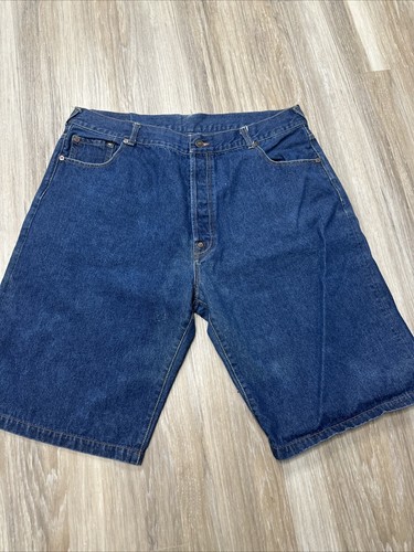 Men Evisu VTG 90s Y2K Denim Jean Shorts Button Fly Embroidered Face Logo Size 42 - Picture 5 of 11