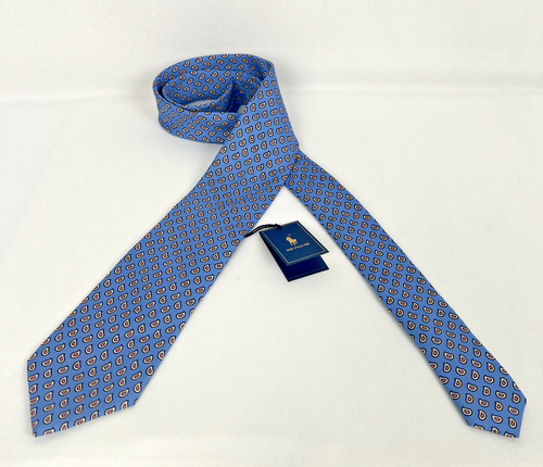 Polo Ralph Lauren Mens Tie Silk Blue Pink Paisley Made In Italy 3.5"W x 58"L New - Picture 2 of 8