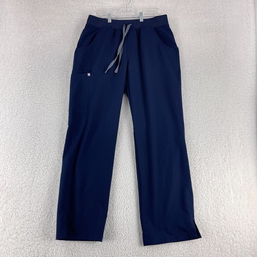 Figs Navy Blue Kade Cargo Scrub Pants Womens Pull On Straight Leg Size Large