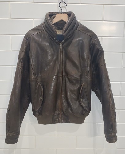 Vintage Mark Shale Mens Size 40 Leather Bomber Jacket w/ Thinsulate - Picture 2 of 10